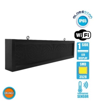 GLOBOSTAR® DISPLAY 90254 Κυλιόμενη Ψηφιακή Επιγραφή P10 Μονής Όψης LED AC 220-240V Αδιάβροχο IP65 Πορτοκαλί - WiFi Control μέσω FK APP - Αισθητήρας Θερμοκρασίας & Υγρασίας - Μ104 x Π9 x Υ24cm - 2 Χρόνια Εγγύηση